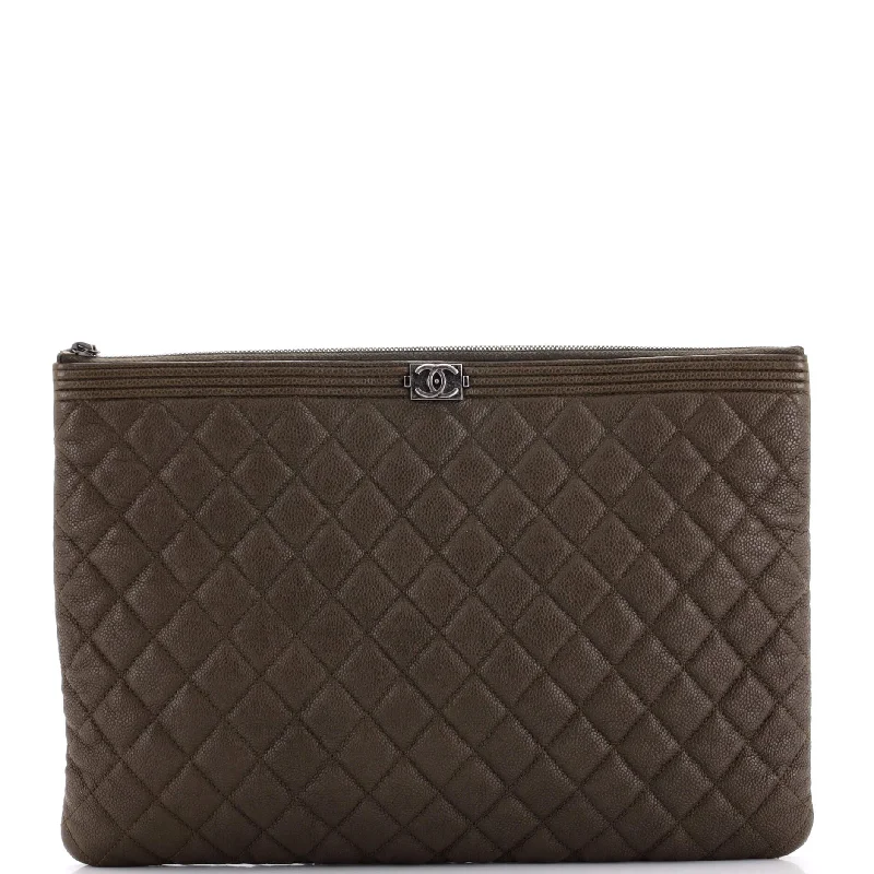 Christian Dior bags with a quilted pattern and gold - toned hardwareBoy O Case Clutch Quilted Caviar Large