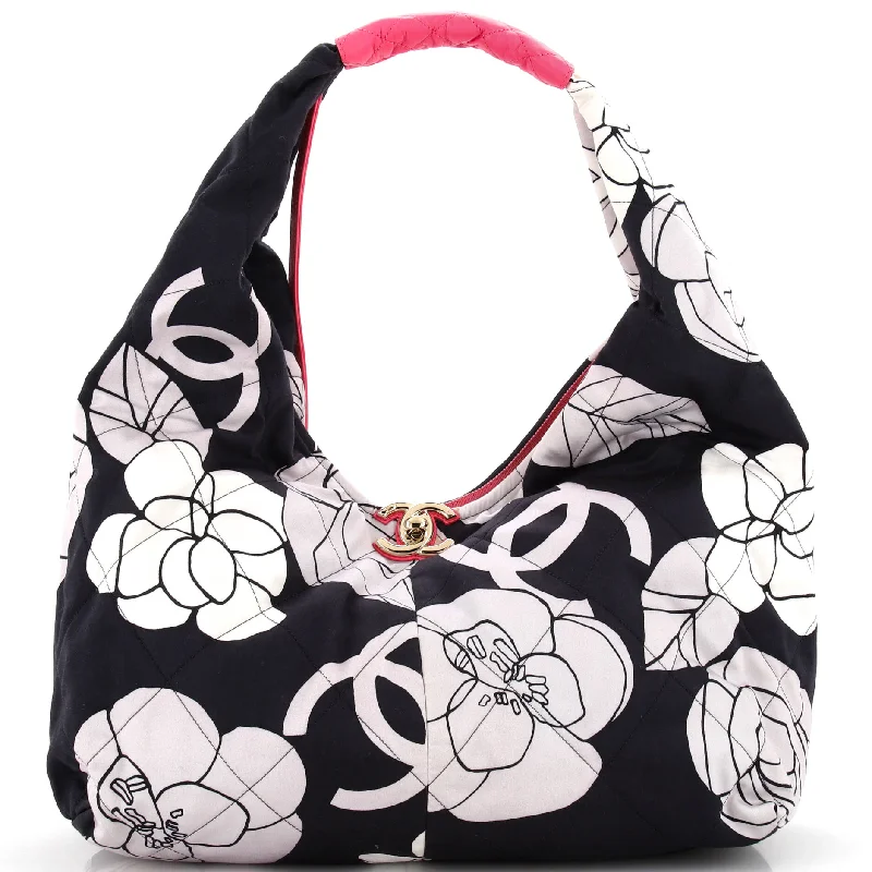 Stylish Christian Dior shoulder bags with a tassel - adorned zipperCamellia CC Hobo Quilted Printed Satin