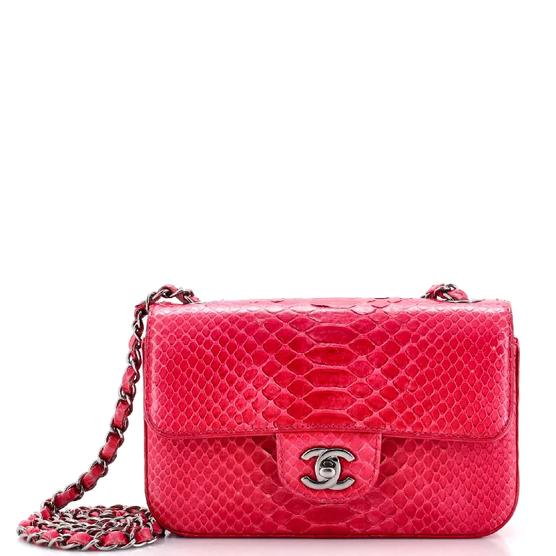 Christian Dior tote bags with a printed Dior logo on the frontClassic Single Flap Bag Python Mini