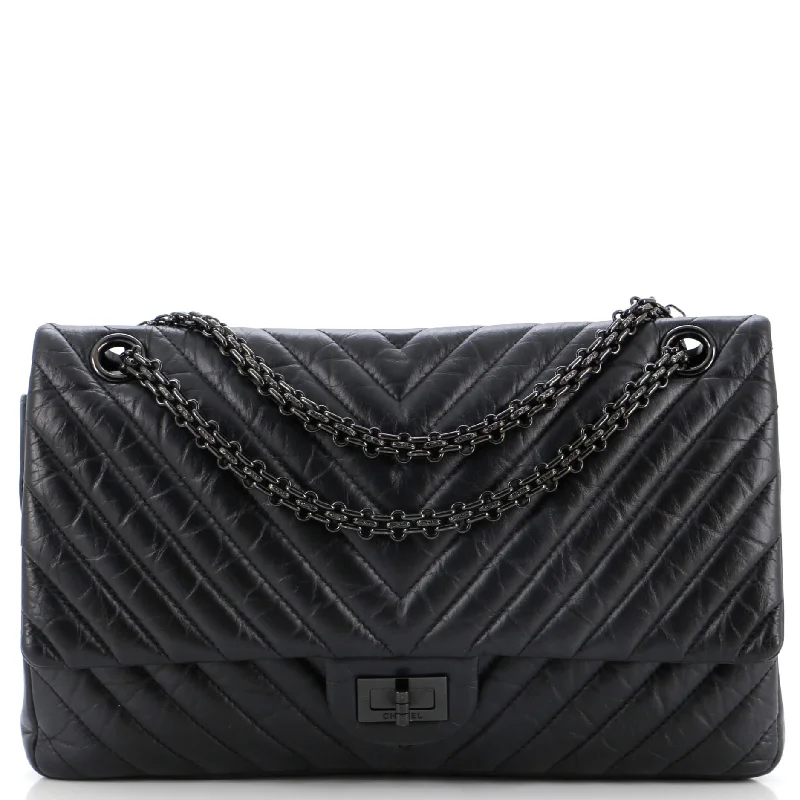 Christian Dior handbags with a removable shoulder strap for versatilitySo Black Reissue 2.55 Flap Bag Chevron Aged Calfskin 226