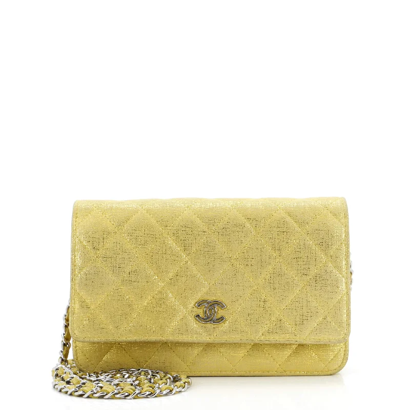 Christian Dior tote bags with a double - handle and shoulder - strap optionWallet on Chain Quilted Glitter Fabric