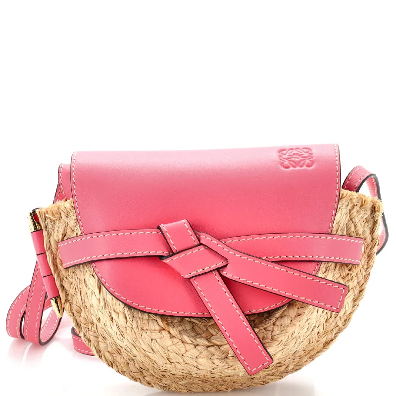 Christian Dior crossbody bags with a front - flap pocket for easy accessGate Shoulder Bag Leather and Straw Mini