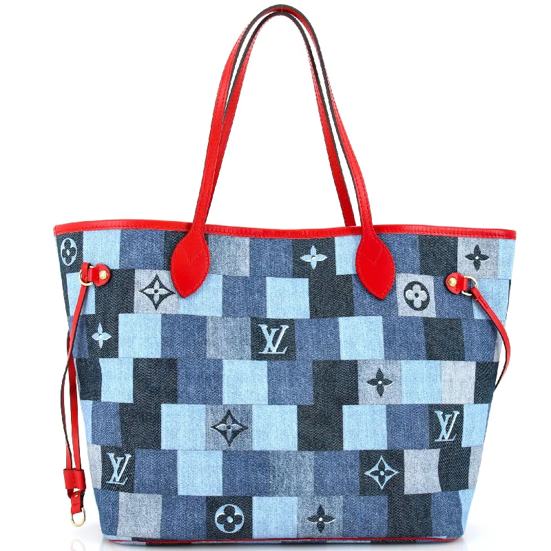 Christian Dior tote bags with a double - handle and shoulder - strap optionNeverfull Tote Damier and Monogram Patchwork Denim MM