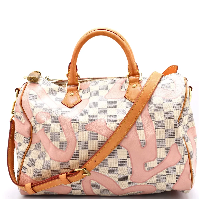 Christian Dior tote bags with a printed Dior logo on the frontSpeedy Bandouliere Bag Limited Edition Damier Tahitienne 30